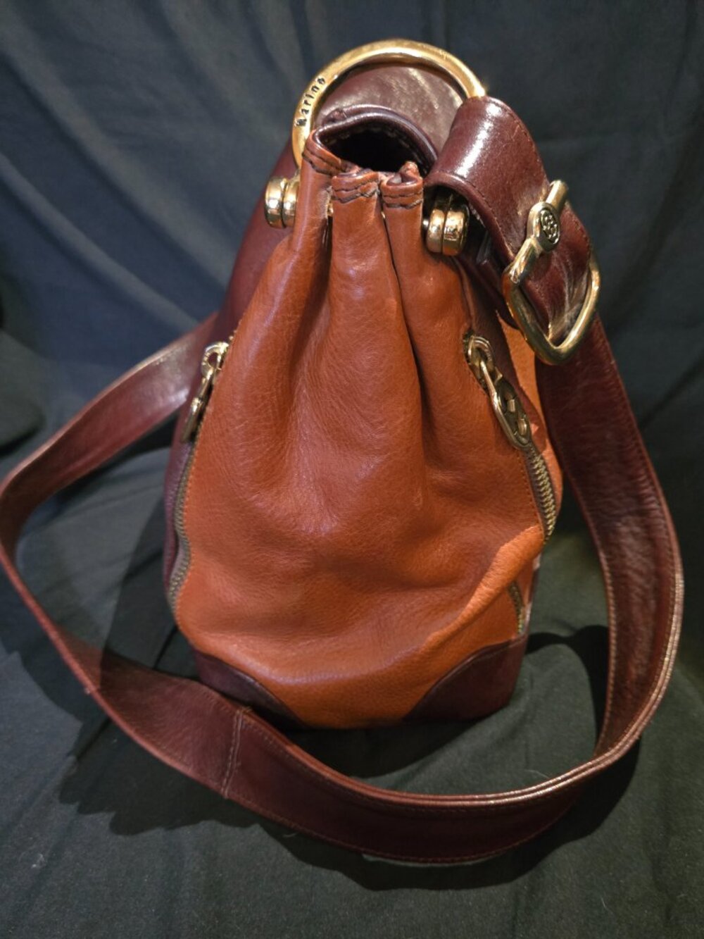 Marino Orlandi Two-Tone Genuine Leather Shoulder Bag – Made in Italy - Picture 7 of 10